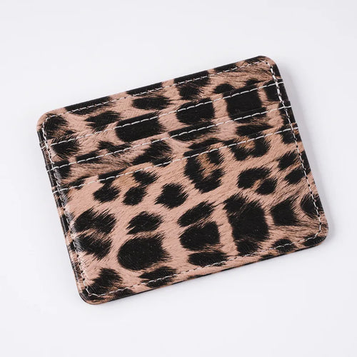 Unisex Fashion Leopard Print Card Wallet Bags PU Leather Business Id