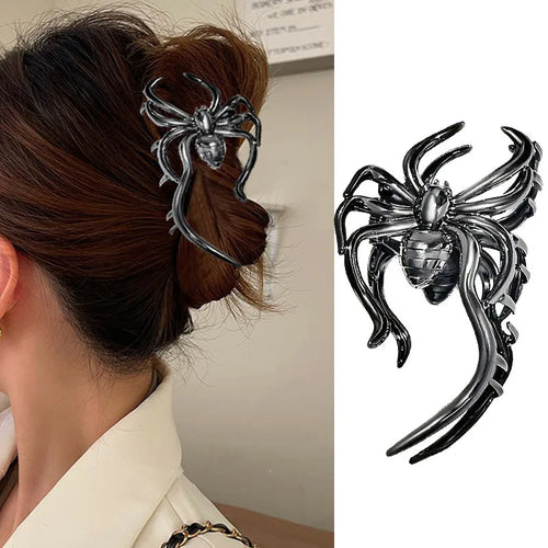Halloween Black Spider Hair Claw Clips Gothic Metal Hair Clips Strong