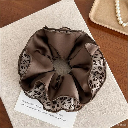 Vintage Leopard Print Large Scrunchie For Women Girls Sweet Hair