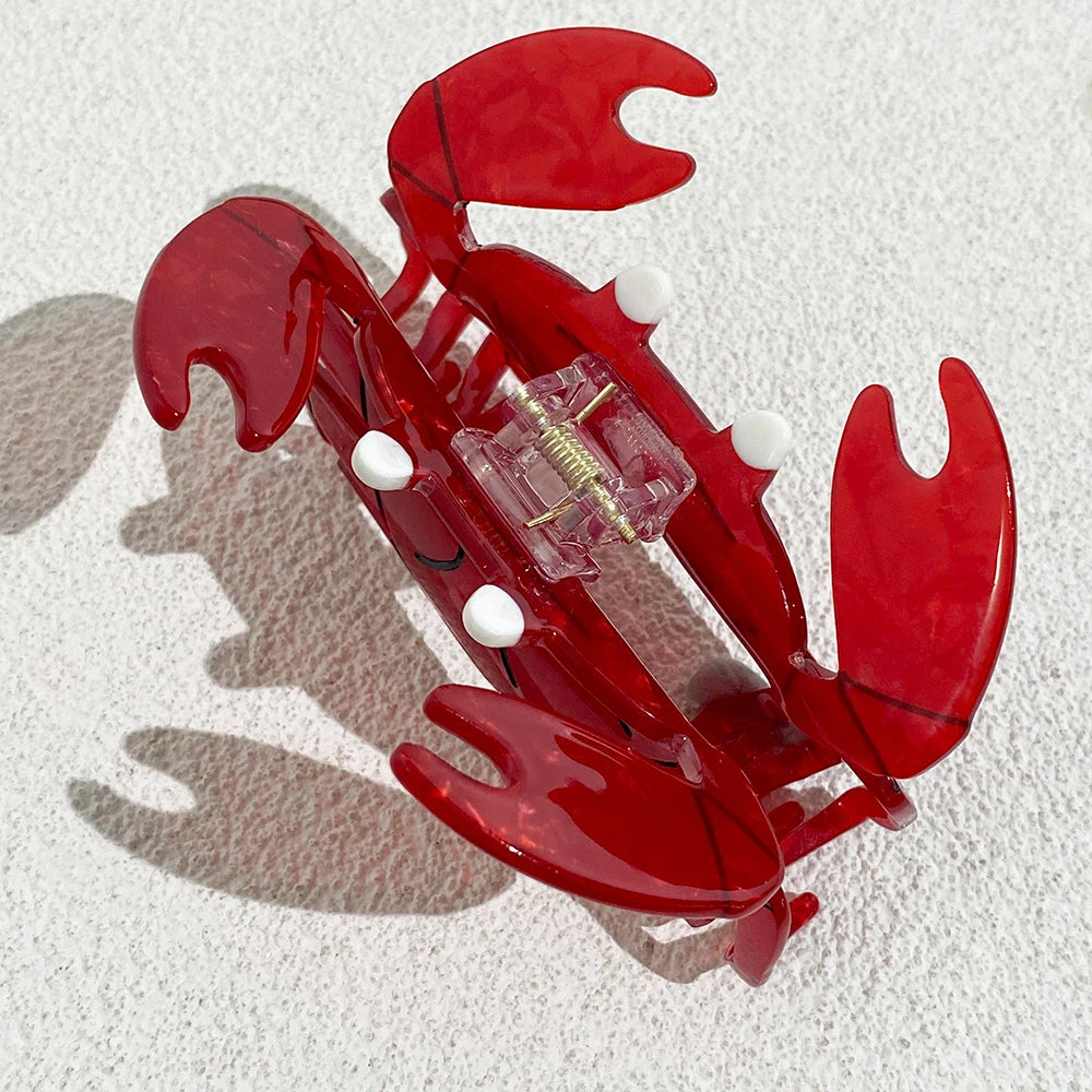 New Red Oversize Acrylic Crab Shape Shark Hair Claw Clip For Women