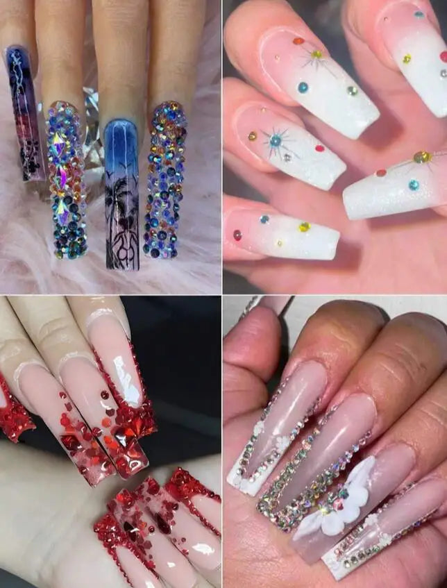 12Grids 6000pcs 3D Resin Nail Art Rhinestones with Tools 2mm Brilliant