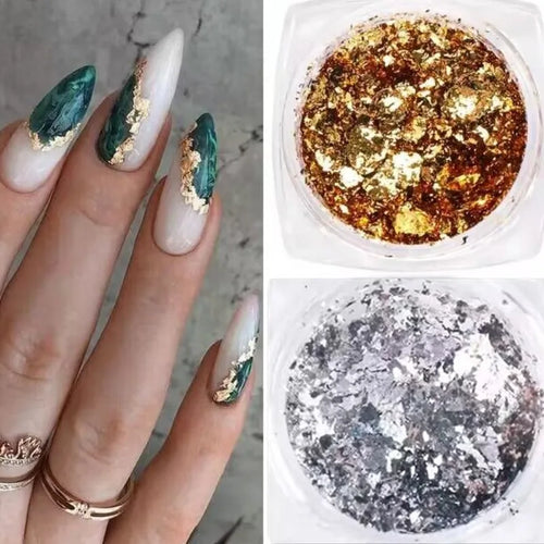Golden Foil Flakes - Nail Foils Gold Foil For Nail Art, DIY Arts &