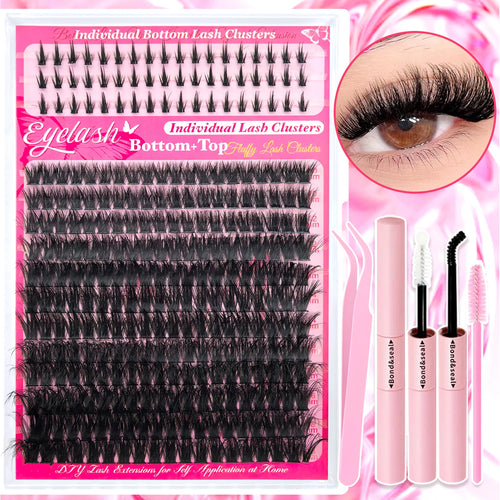 Show-Stopping Top & Bottom Lash Kit – 250/740 Cluster Shell Fluffy