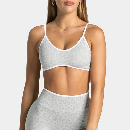 Women's Leopard Print Sports Bra Wireless Seamless Spaghetti Straps