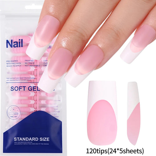 240/120Pcs Colorful French Short Square False Nails Full Cover Fake