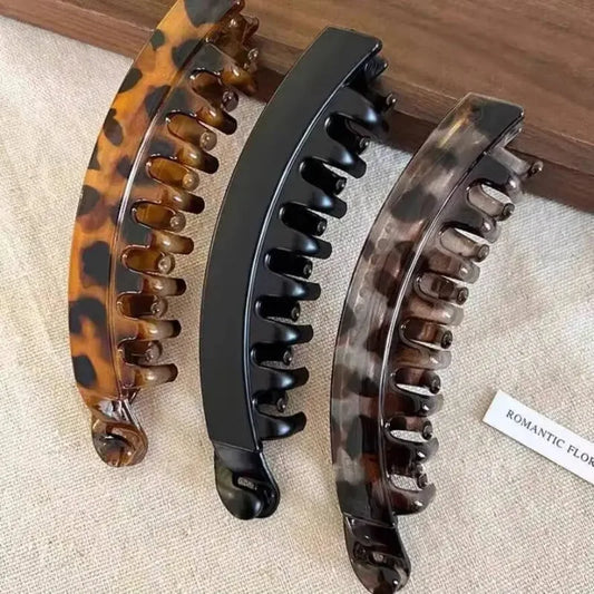 1/3 Pcs Tortoiseshell Banana Hair Clip Fish Shaped Hairpin Women