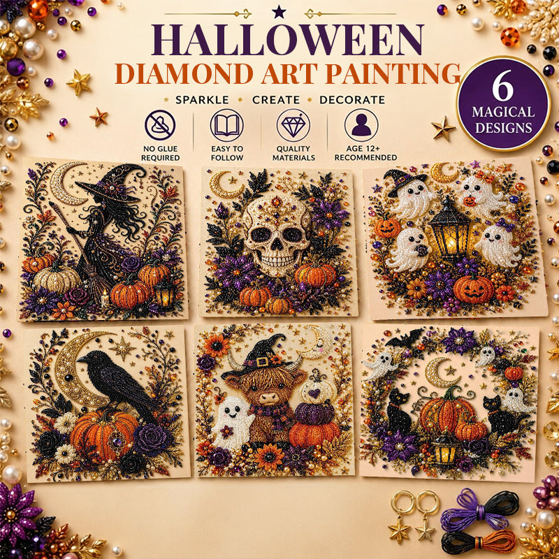 Spooky Ghost Diamond Art Kit, Pearl Art, Halloween DIY Wall Decor for Adults & Beginners, Full Drill Gem Painting