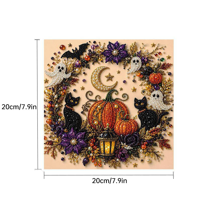 Spooky Ghost Diamond Art Kit, Pearl Art, Halloween DIY Wall Decor for Adults & Beginners, Full Drill Gem Painting