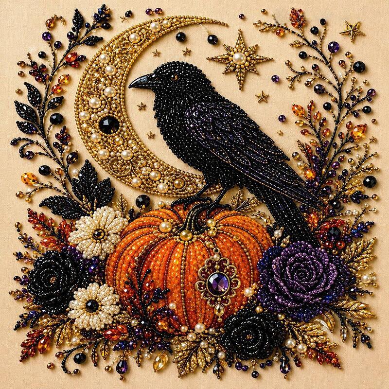 Spooky Ghost Diamond Art Kit, Pearl Art, Halloween DIY Wall Decor for Adults & Beginners, Full Drill Gem Painting