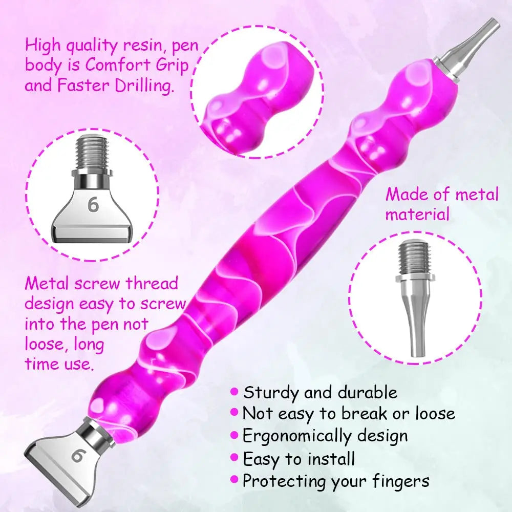 5D Diamond Painting Pen Set, Premium Resin Diamond Art Tool Kit with 6