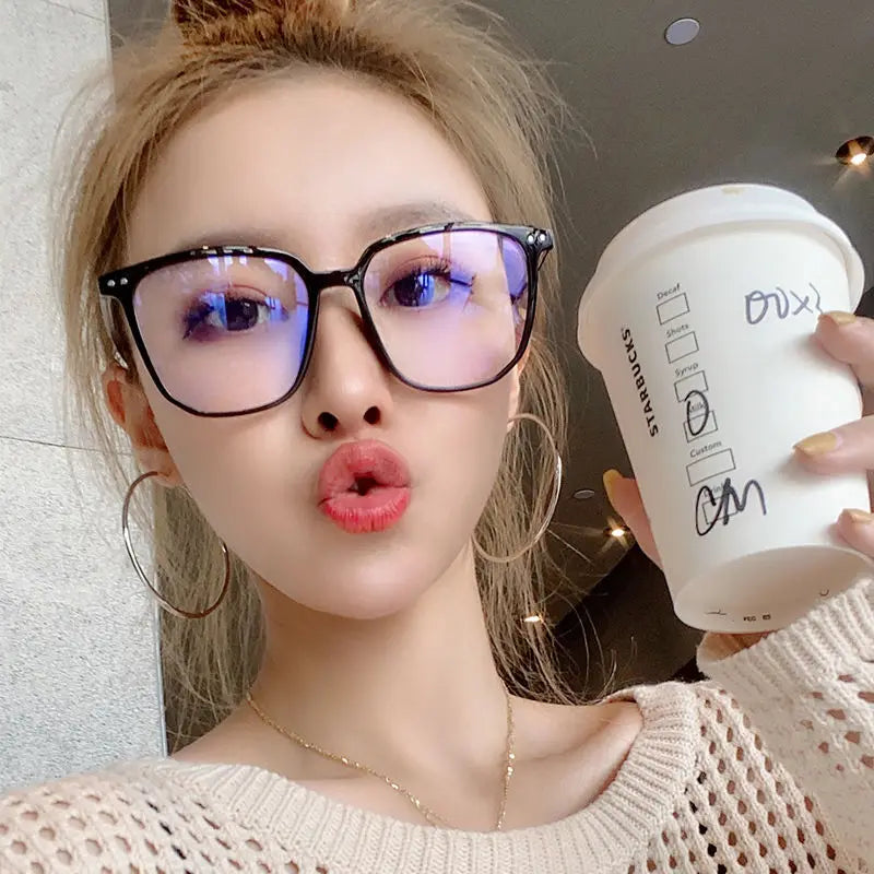 Transparent Computer Glasses Frame Women Men Anti Blue Light square