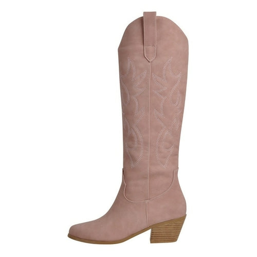 Onlymaker Women White Knee High Boots Western Cowboy Boots Wide Calf