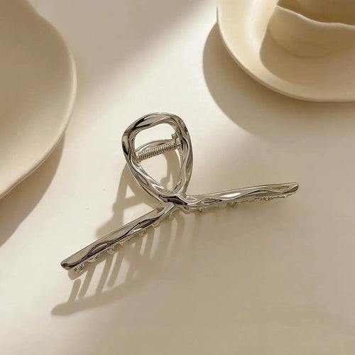 Punk Metal Hair Claw Clip for Thick Liquid Irregular Pattern Barrettes