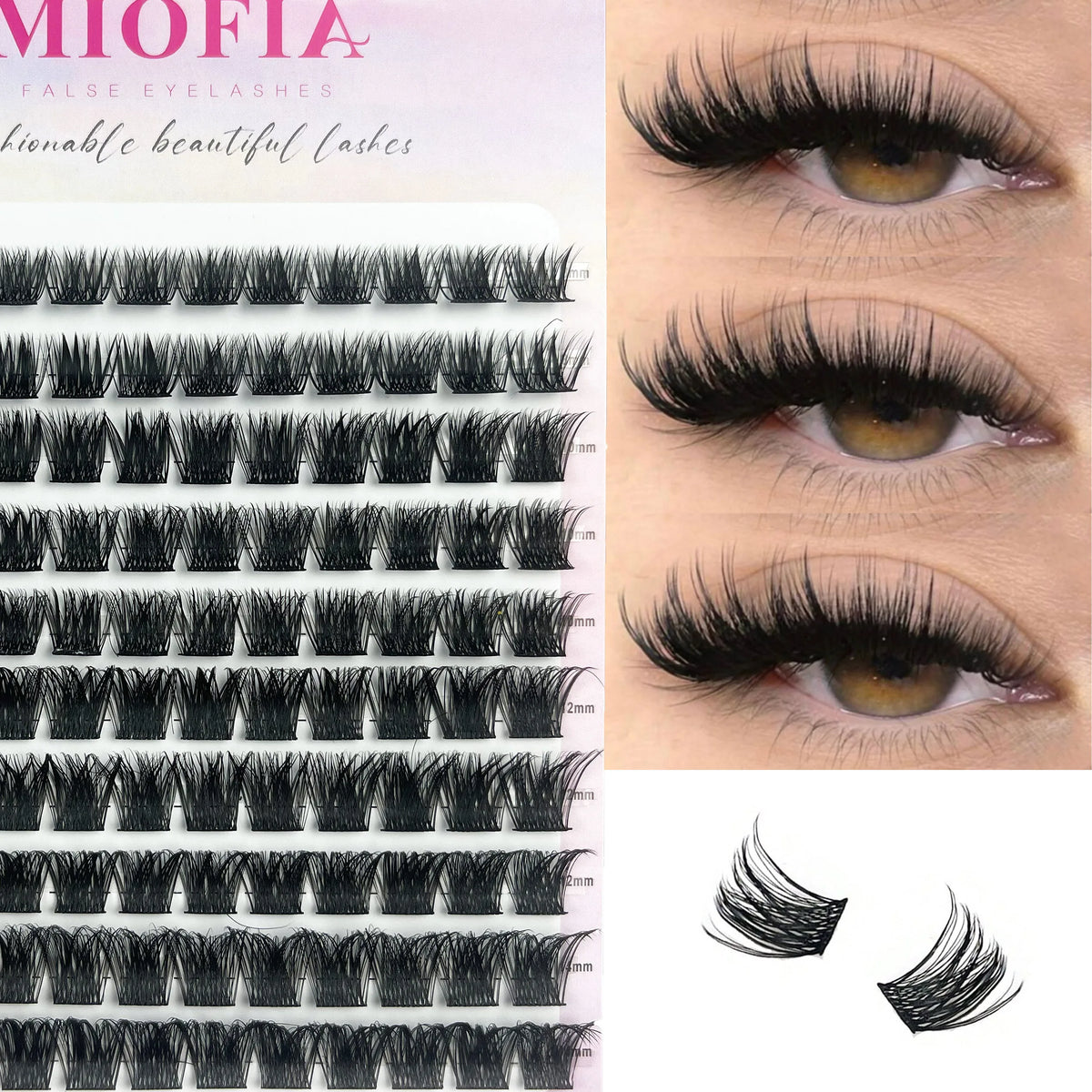 120 Cluster Individual Lashes D Curl 8-14mm Mixed Tray Natural Eyelash
