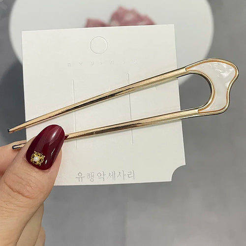 U-Shaped Hair Fork Fashion Tortoiseshell Acetate Hairpin Women
