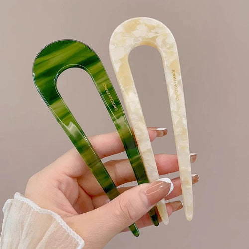 U-Shaped Hair Fork Fashion Tortoiseshell Acetate Hairpin Women