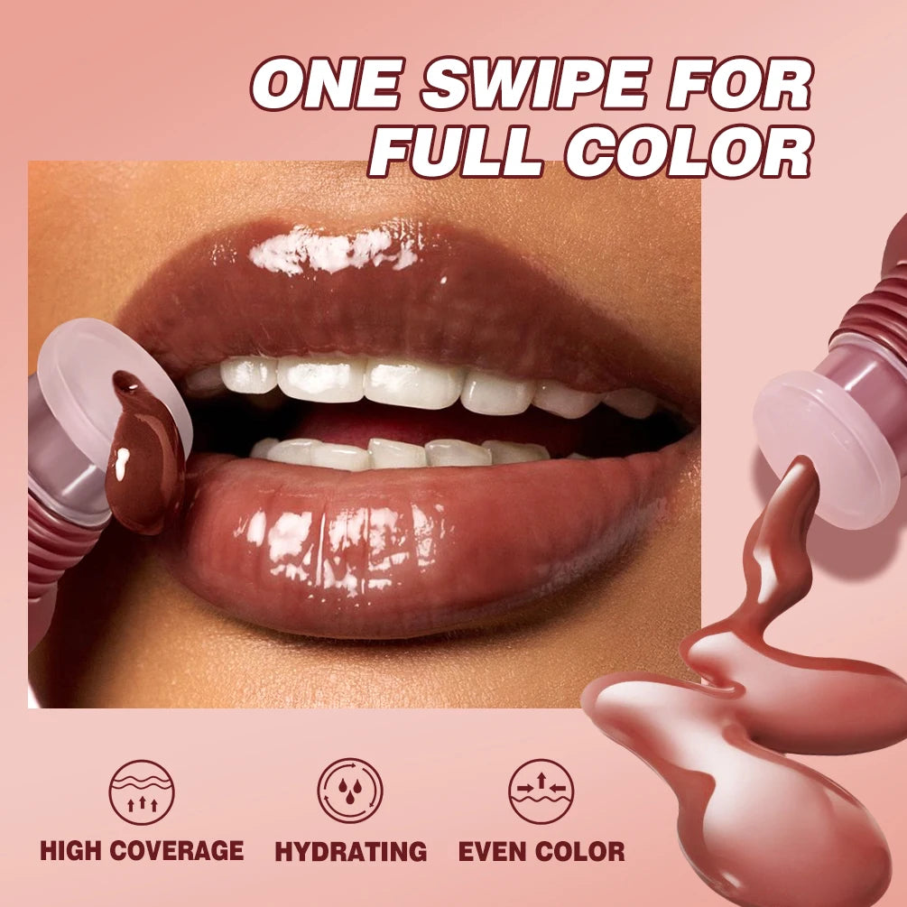 QIBEST 6 Colors Watery Crystal Jelly Lip Oil Balm Moisturizing