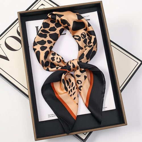 Fashion Leopard Print Silk Hairbands Scarf Women 2024 New Elagant