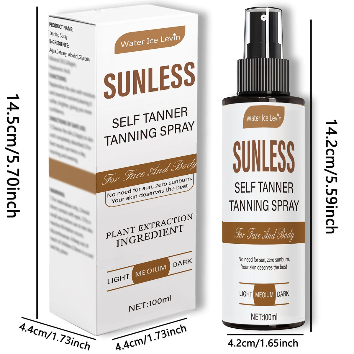 Self-Tanning Spray - Natural Brown Tone, Formaldehyde-Free, Suitable