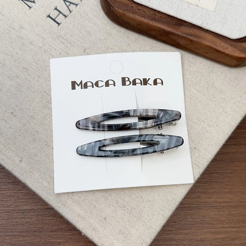 2pcs/set Acetate Hair Clips Hollowed Oval Geometric Barrettes Side