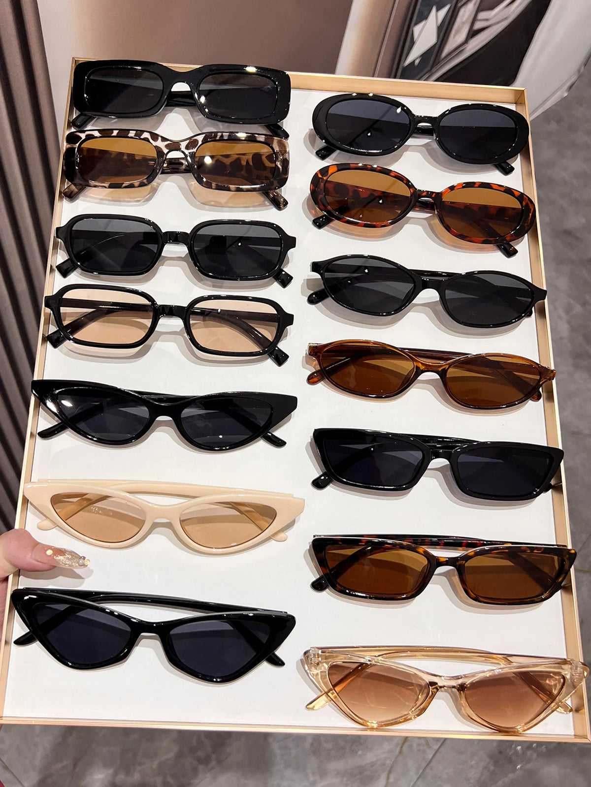 [Quality Pc]8Pcs/14Pcs women's mixed fashion glasses set/chic black,