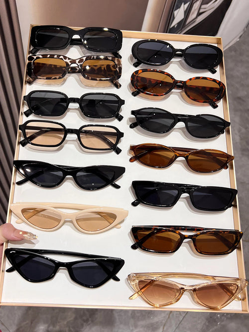 [Quality Pc]8Pcs/14Pcs women's mixed fashion glasses set/chic black,