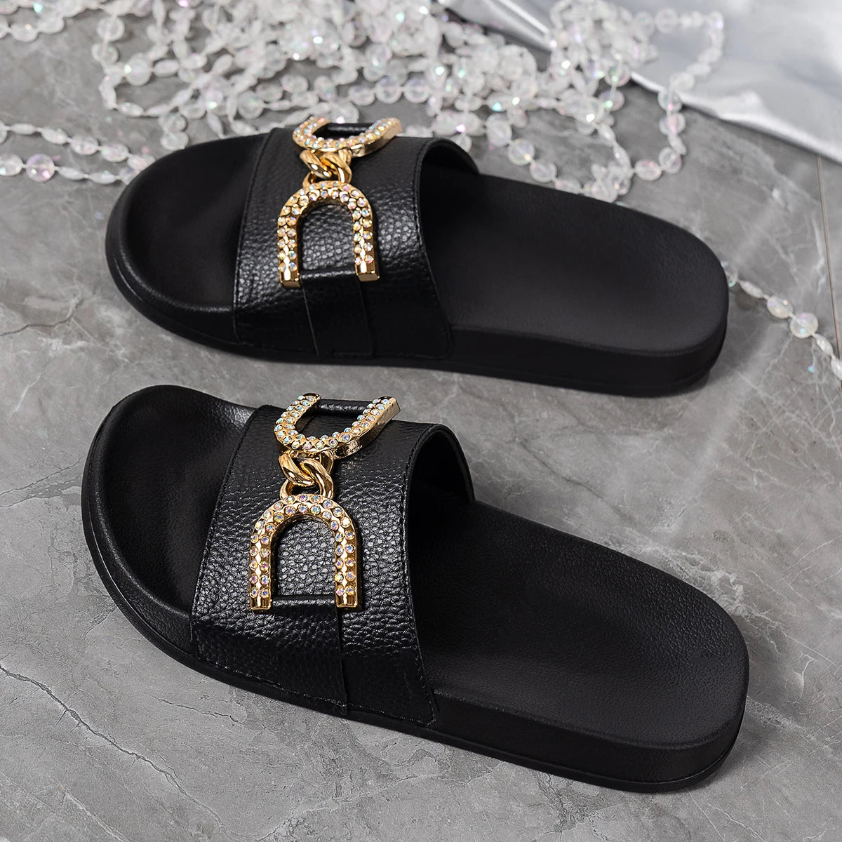 Women's Summer Fashion Gold Decorative Buckle Non Slip Light