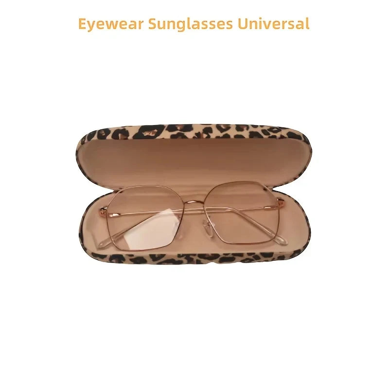 1 One Pack Luxury leopard print metal eyeglass case｜Durable stainless