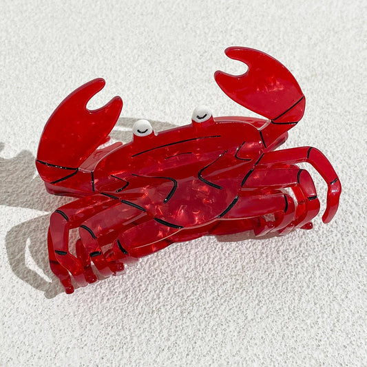 New Red Oversize Acrylic Crab Shape Shark Hair Claw Clip For Women