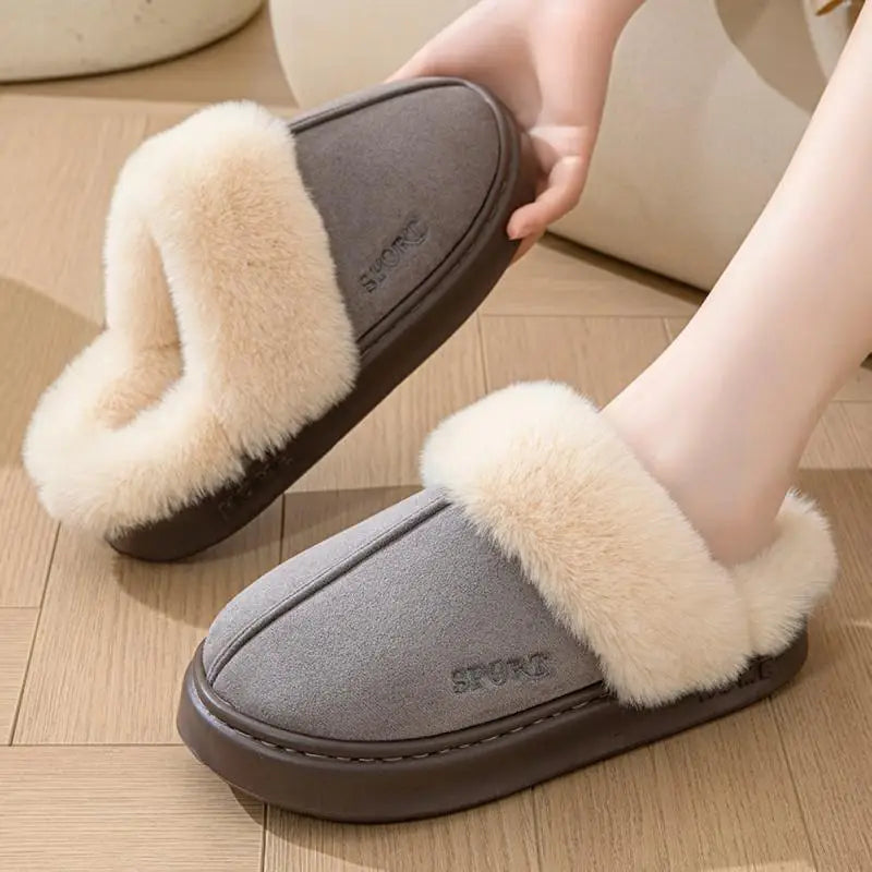 Casual Fluffy Slippers Women House Winter Plush Designer Shoes Ladies