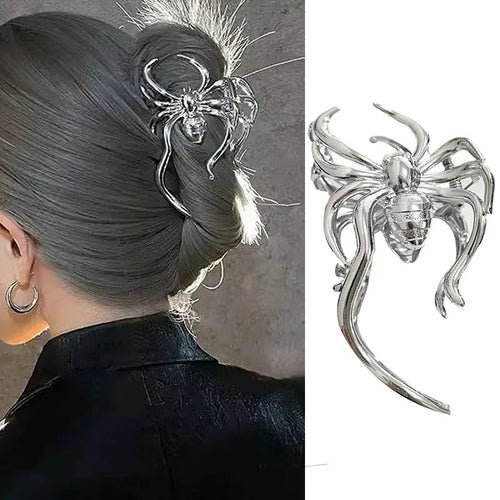 Halloween Black Spider Hair Claw Clips Gothic Metal Hair Clips Strong