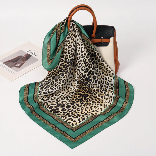 Fashion Leopard Print Silk Hairbands Scarf Women 2024 New Elagant