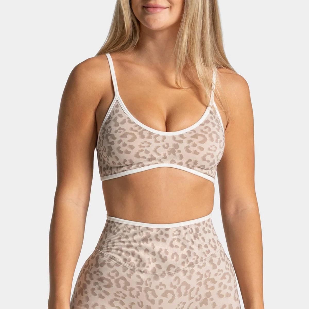 Women's Leopard Print Sports Bra Wireless Seamless Spaghetti Straps