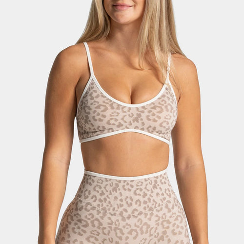 Women's Leopard Print Sports Bra Wireless Seamless Spaghetti Straps