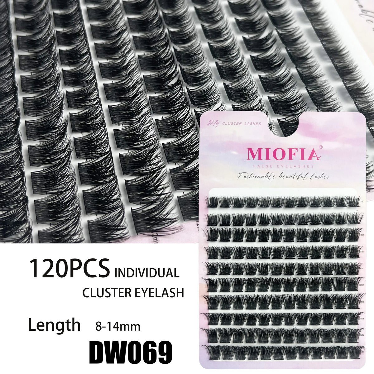 120 Cluster Individual Lashes D Curl 8-14mm Mixed Tray Natural Eyelash