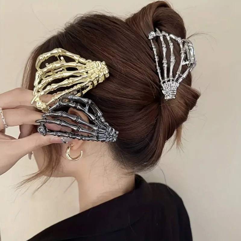 Halloween Black Spider Hair Claw Clips Gothic Metal Hair Clips Strong