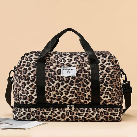 Leopard Printing Travel Bag Large Capacity Sports Gym Bag With