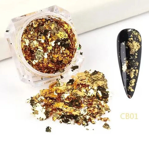 Golden Foil Flakes - Nail Foils Gold Foil For Nail Art, DIY Arts &