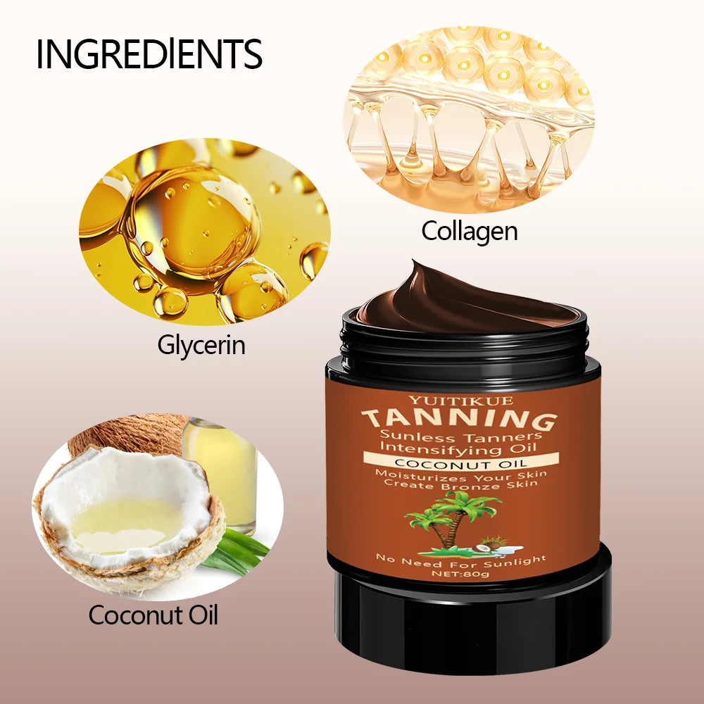 No sun exposure tanning body glowing tanning cream, coconut oil