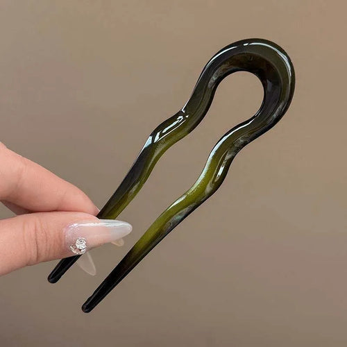 U-Shaped Hair Fork Fashion Tortoiseshell Acetate Hairpin Geometric