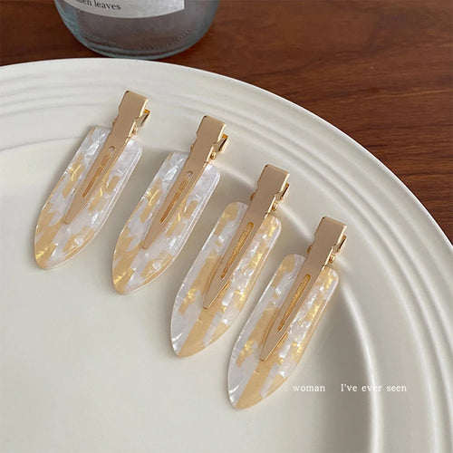 4pcs Simple Mixed Color Hair Clips Side No Trace Bangs Duckbill Clips
