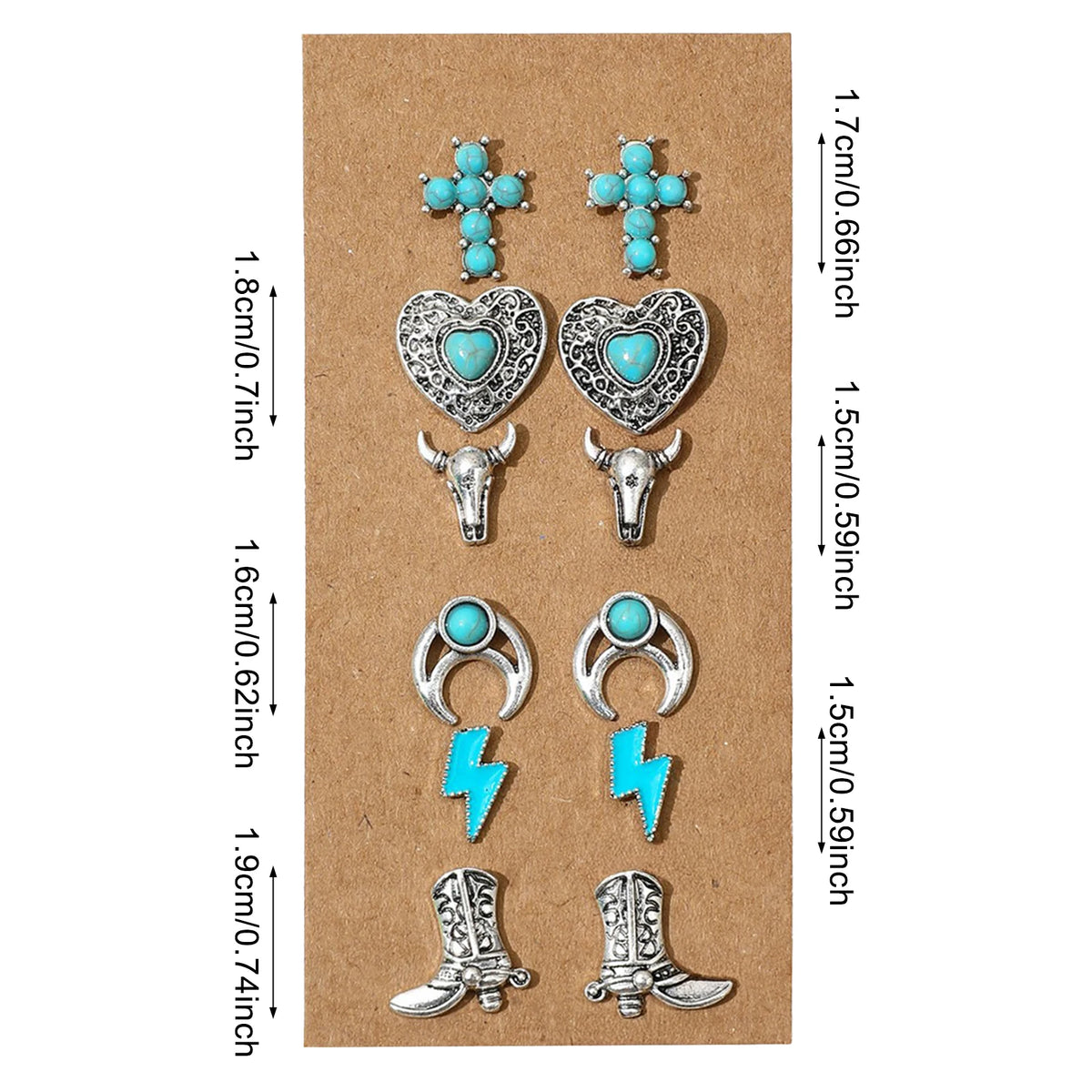 6pair/set New Retro Cowboy Cowgirl Western Hip-Hop Love Bull-Head