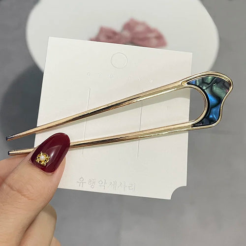 U-Shaped Hair Fork Fashion Tortoiseshell Acetate Hairpin Women