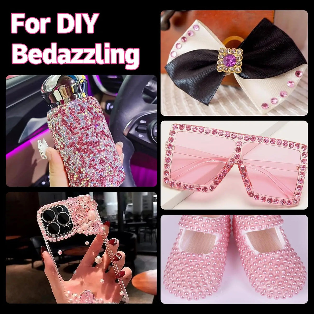 20g Random Mix Shapes for Bedazzling, Gems Pearls for Crafts Tumblers