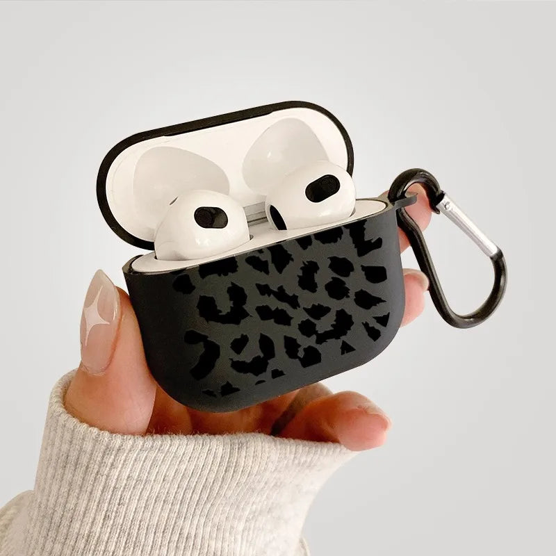Black Leopard Print Earphone Case for Airpods Pro 3/Pro 2/Pro Silicone