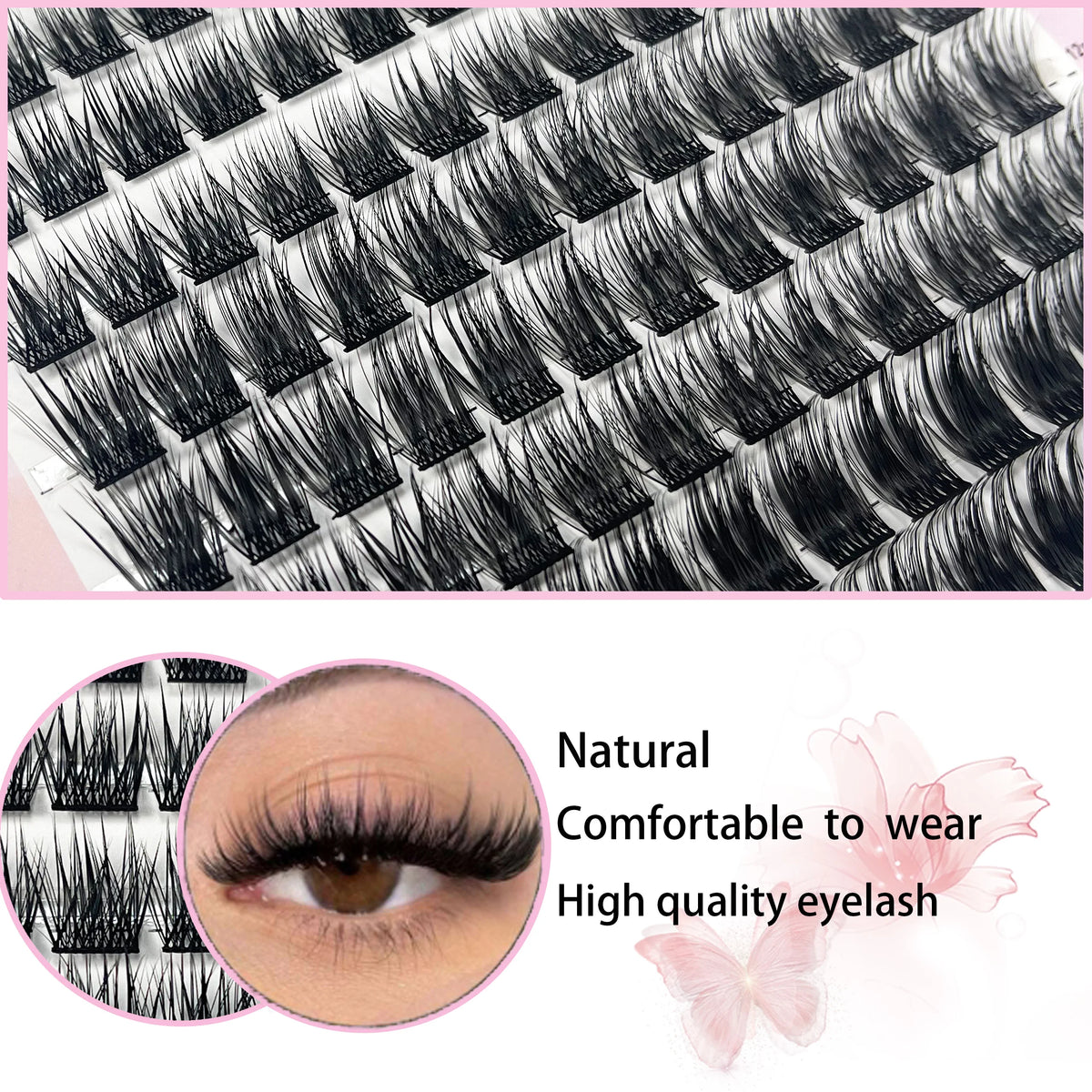120 Cluster Individual Lashes D Curl 8-14mm Mixed Tray Natural Eyelash
