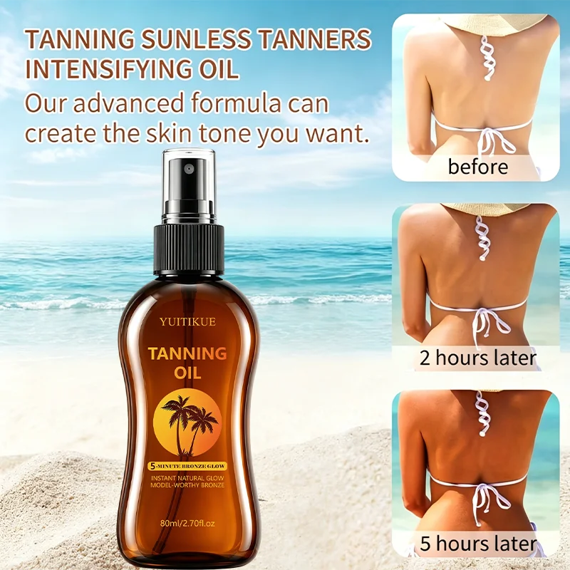 YUITIKUE Instant Bronze Tanning Oil Spray 80ml 5 Min Sunless Self