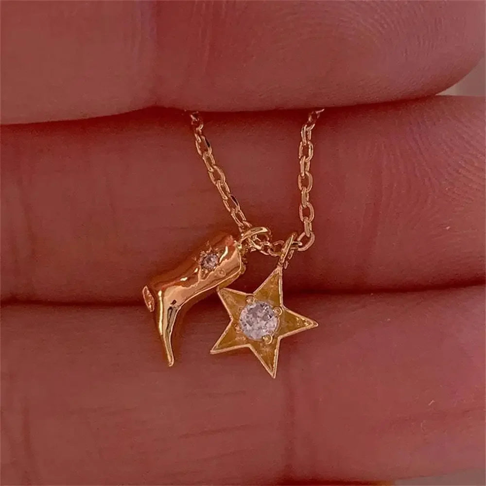316 Stainless Steel Waterproof Denim Boots Pendant Necklace Cool