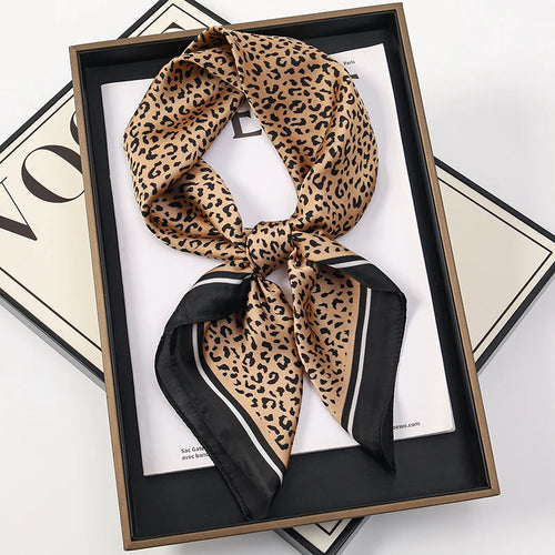 Fashion Leopard Print Silk Hairbands Scarf Women 2024 New Elagant