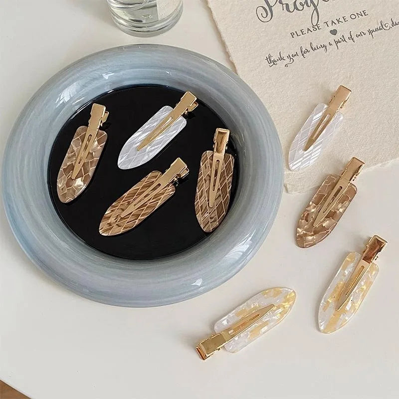 4pcs Simple Mixed Color Hair Clips Side No Trace Bangs Duckbill Clips